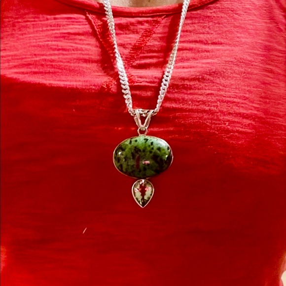 Jasper and Prasiolite Statement Pendant - Picture 4 of 6